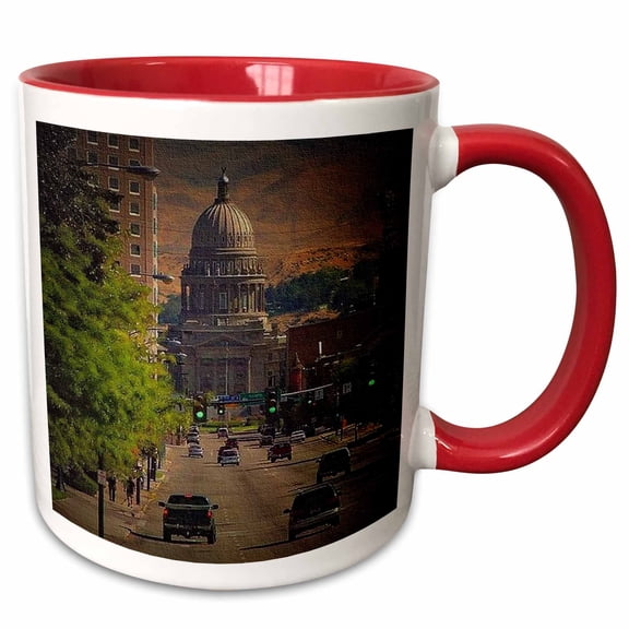 3drose, State Capital in Boise, 15oz Two-tone Red Mug