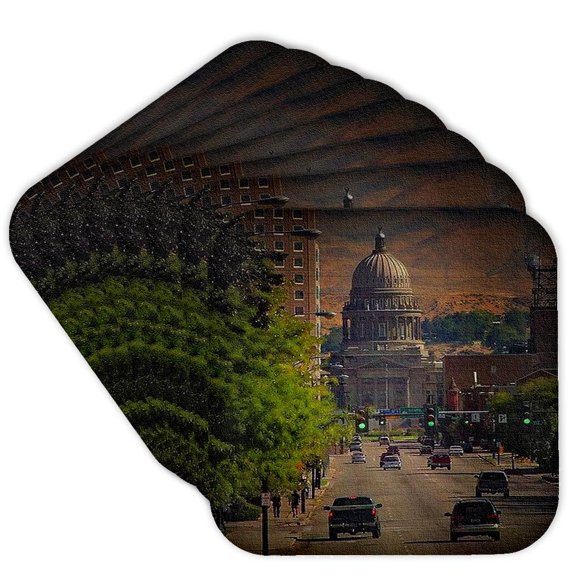 3drose, State Capital in Boise, Set of 8 Coasters - Soft