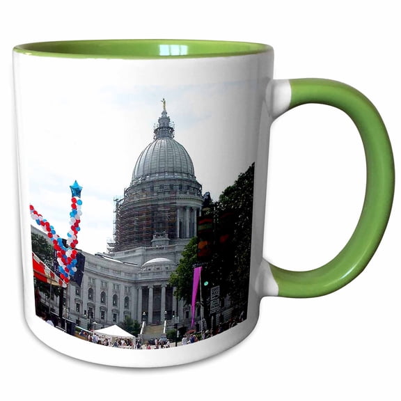 3drose, State Capital Madison, 11oz Two-tone Green Mug