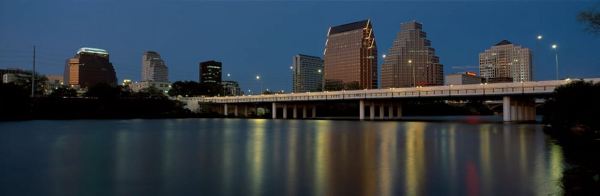 This is the State Capitol and skyline at sunset The city is on the Colorado River It is called the live music capitol Canvas Art - Panoramic Images (36 x 12)