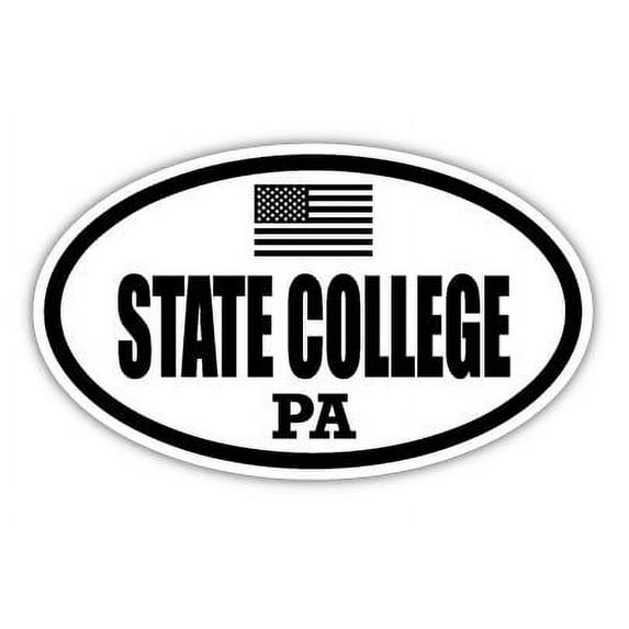 State College PA Pennsylvania Centre County Stealthy Subdued Old Glory US Flag Oval Euro Decal Bumper Sticker 3M Vinyl 3" x 5"