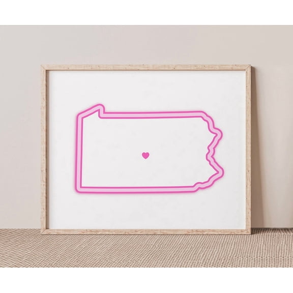 State College Pennsylvania Heart Map Wall Art Print Unframed Paper Print