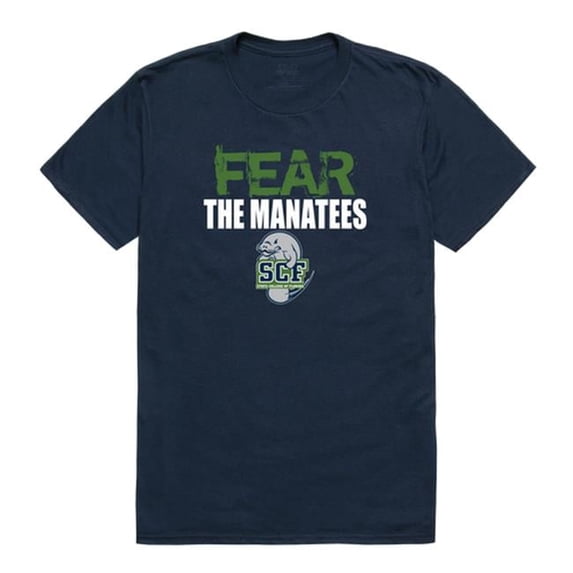 State College of Florida Manatees Fear College Short Sleeve T-Shirt, Navy - Small
