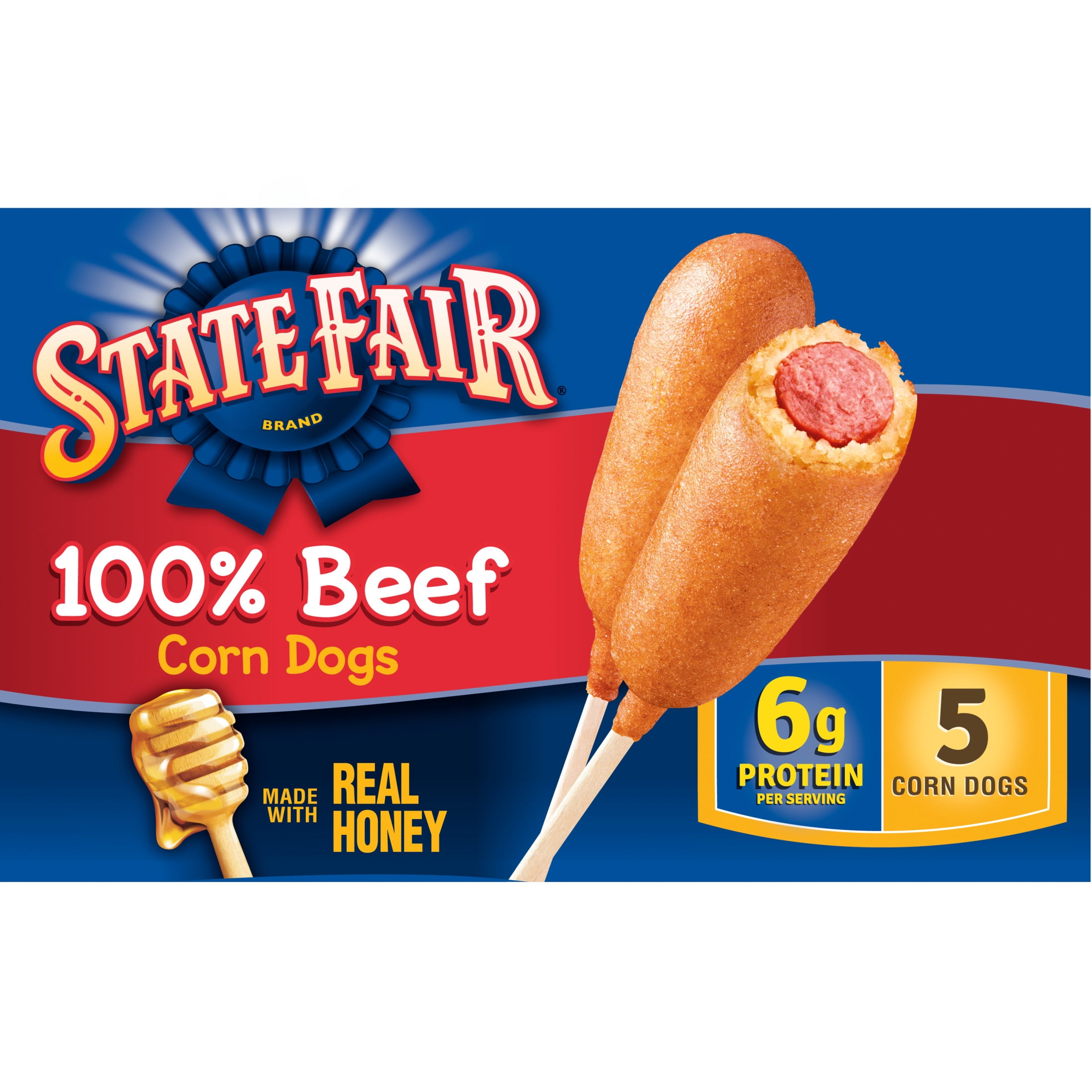 State Fair Beef Corn Dogs with Honey Sweetened Batter, 13.35 oz, 5 Count (Frozen)