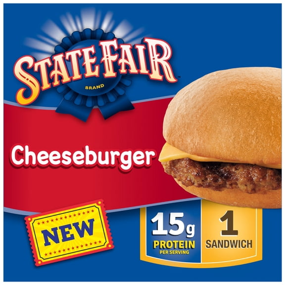 State Fair Cheeseburger, Fully Cooked, 1 Count, 4.6 oz (Frozen)