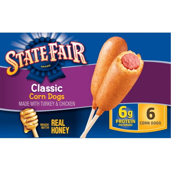 State Fair Classic Corn Dogs with Honey Sweetened Batter, 16 oz, 6 Count (Frozen)