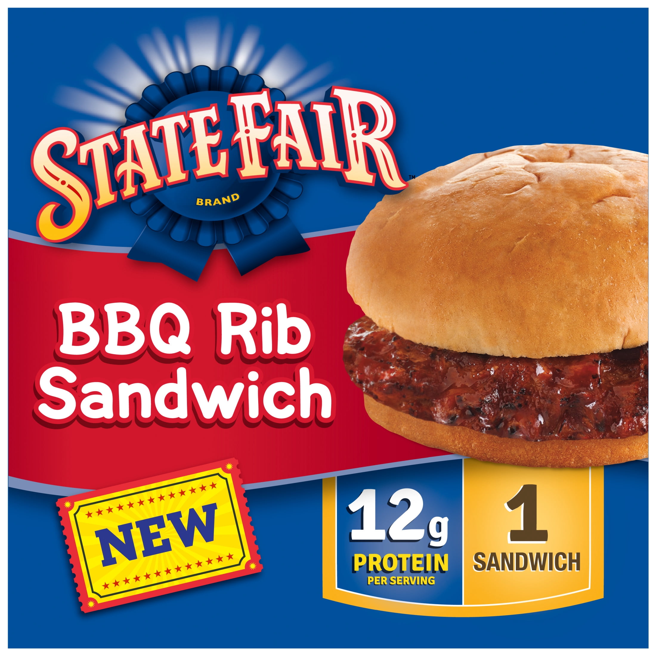 State Fair BBQ Rib Sandwich, Fully Cooked, 1 Count, 4.3 oz (Frozen)