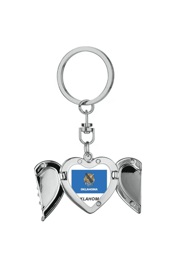 State Flag Contour Oklahoma Heart Angel Wing Key Chain Holder