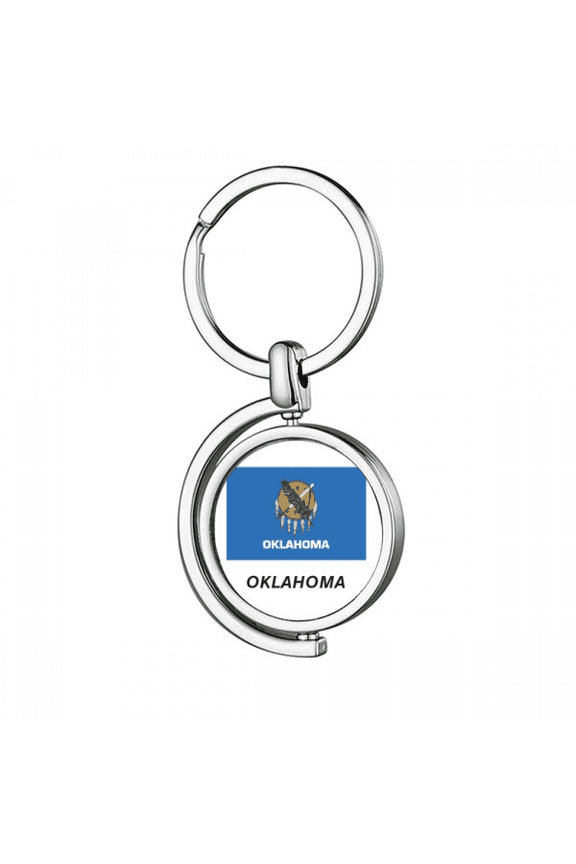 State Flag Contour Oklahoma Rotating Keychain Metal Keyring Holder