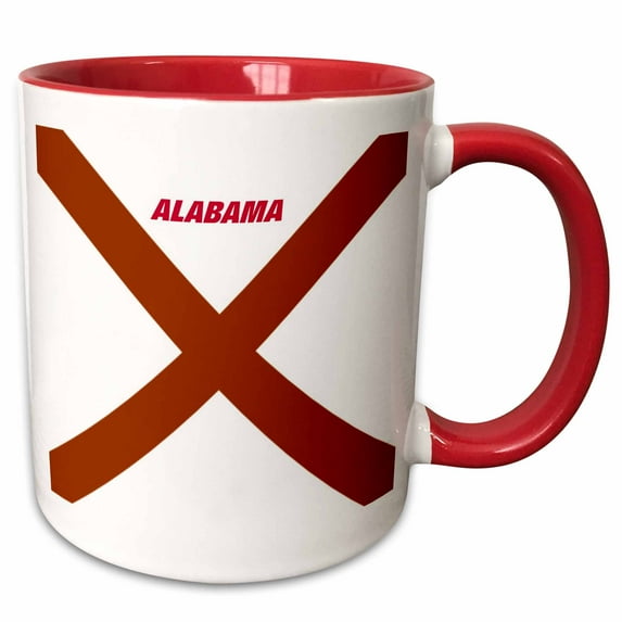 3drose, State Flag of Alabama, 11oz Two-tone Red Mug