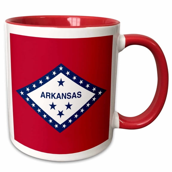 3drose, State Flag of Arkansas (pd-us), 15oz Two-tone Red Mug