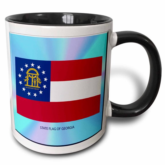 3drose, State Flag of Georgia (pd-us), 11oz Two-tone Black Mug