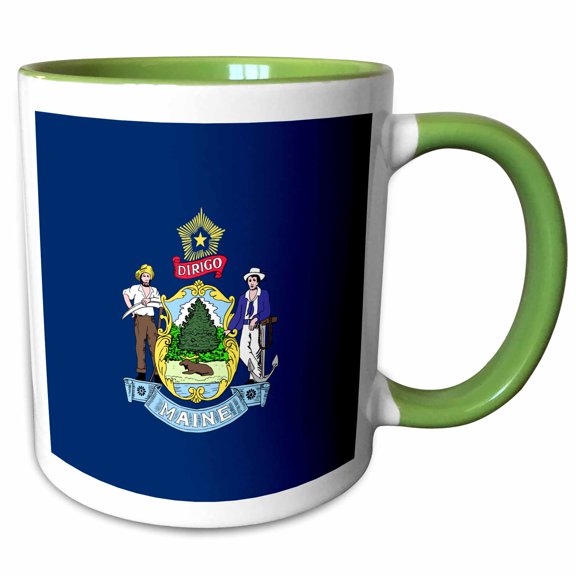 3drose, State Flag of Maine (pd-us), 15oz Two-tone Green Mug