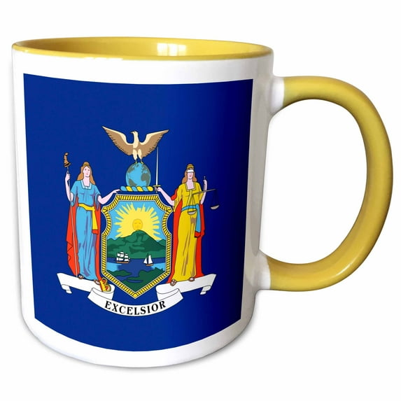 3drose, State Flag of New York (pd-us), 11oz Two-tone Yellow Mug