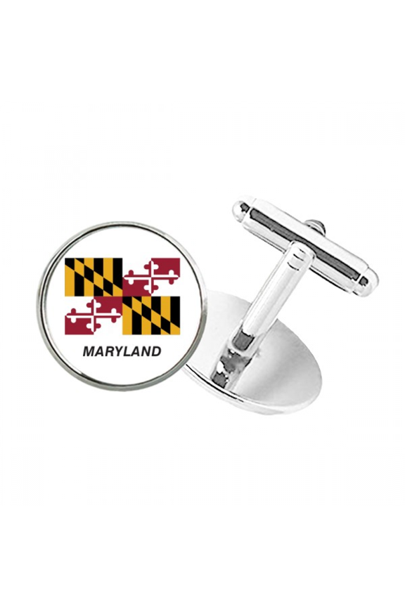 State Flag Outlines land Round Button Cuff Clip Stud Cufflinks
