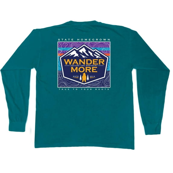 State Homegrown Apparel Wander More Long Sleeve Tee-Topaz Blue-medium
