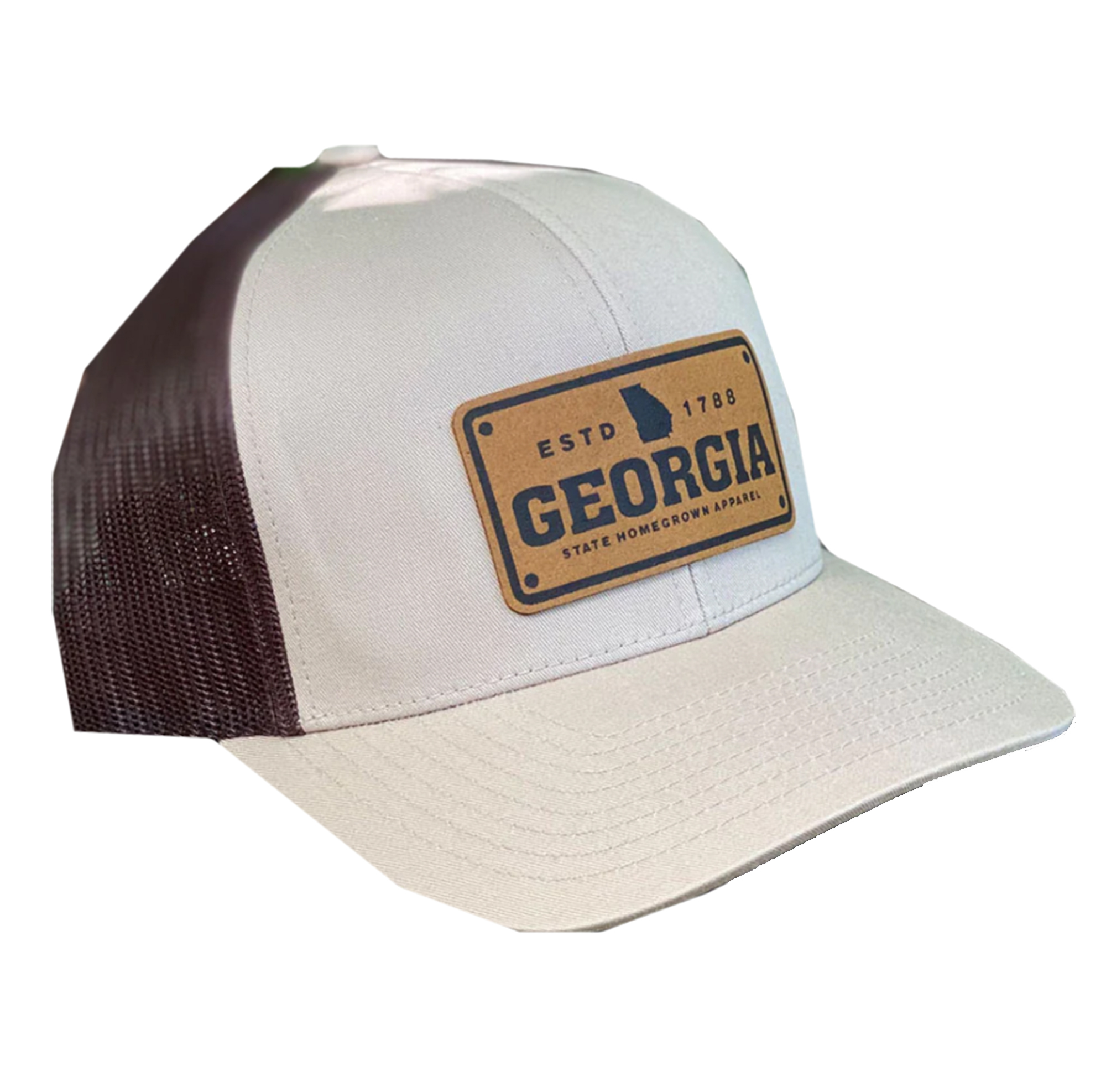 Georgia Homegrown Leather Patch Hat – Patriotic Design, Cotton-Poly Mesh, Snapback Cap