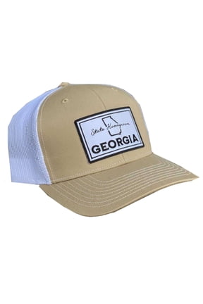 Georgia Roots Embroidered Patch Adjustable Snapback Trucker Hat, Khaki/White