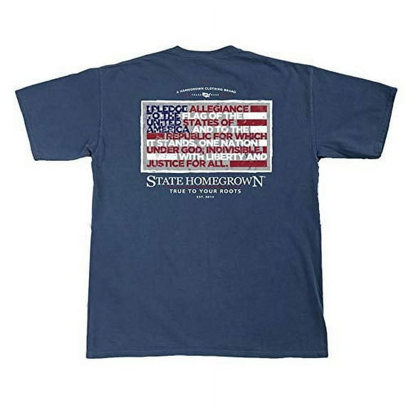 State Homegrown I Pledge Allegiance Pocket Tee, Blue Jean- XXX-Large