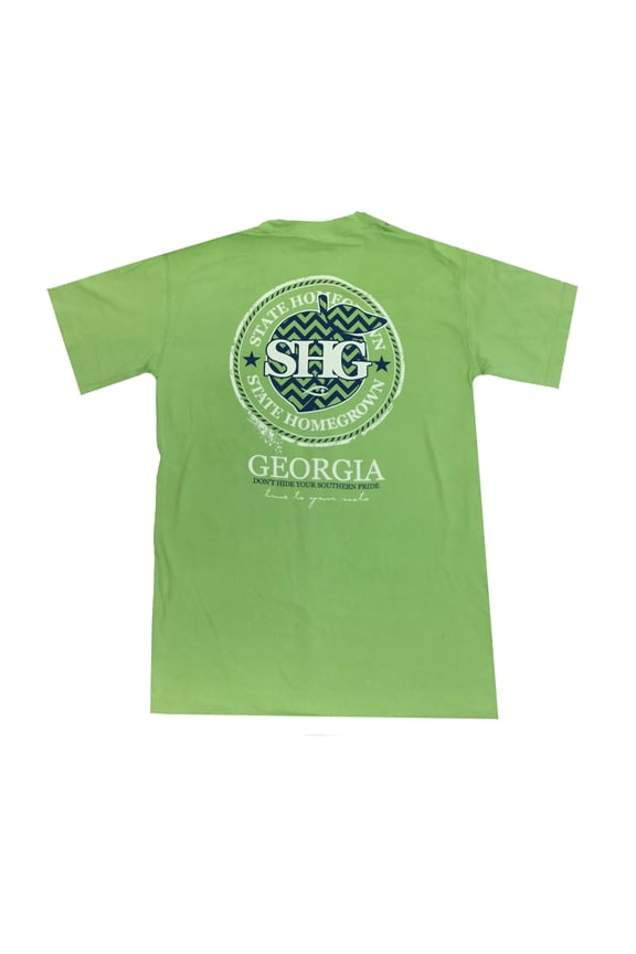 State Homegrown Peach Chevron Adult Short Sleeve Pocket T-shirt