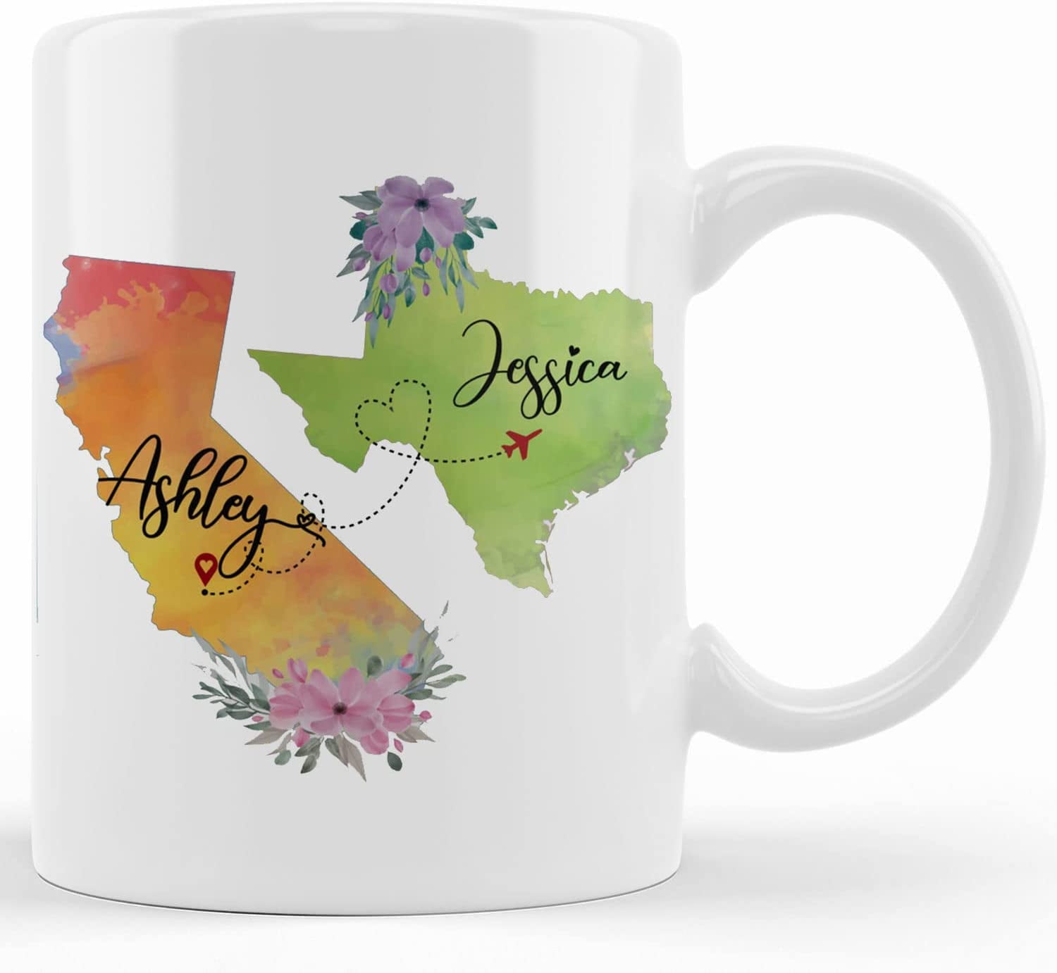 State Mug Miss You Gift Two State Mugs Long Distance Mug Friendship Mug Penpal Gifts Missing You Gifts Ceramic Novelty Coffee Mugs 11oz 15oz Mug