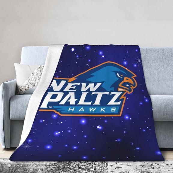 State New York University New Paltz Logo Fleece Blanket, Very Soft Microfiber Flannel Blanket for Couch Warm and Cozy for All Seasons
