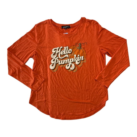 State Of Mine Women's Long Sleeve Autumn Harvest Fall Vibes Top (Orange, XL)
