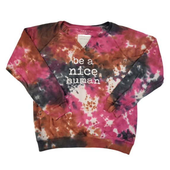 State Of Mine Women's Relaxed Fit Statement Comfy Graphic Raglan Sweatshirt (Tie Dye, S)