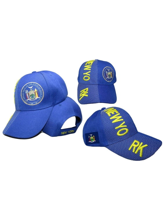 State Of New York Letters Emblem Royal Blue 3-D Embroidered Cap Hat