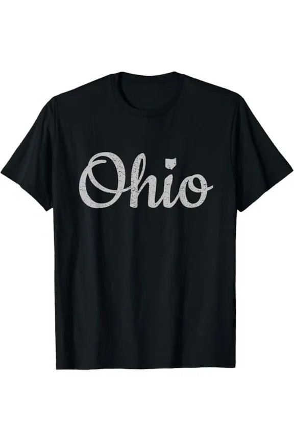 State Of Ohio Pride Script Text Distressed Design Gifts Unisex T-Shirt up to size 5XL