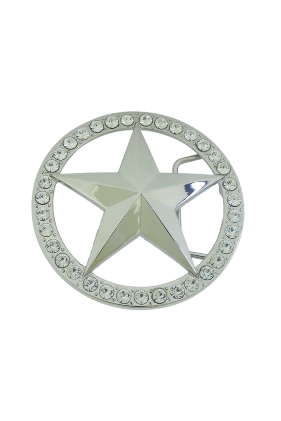 State Of Texas Lone Star Belt Buckle Silver Metal Rodeo Girl Costume Rhinestones