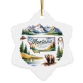 thumbnail image 1 of State Ornament – Ceramic Christmas Decoration with Name – Vintage Holiday Keepsake Featuring Icons of Montana State Themes & Landmarks – Ceramic Snowflake Ornament&nbsp;192OR26, 1 of 5