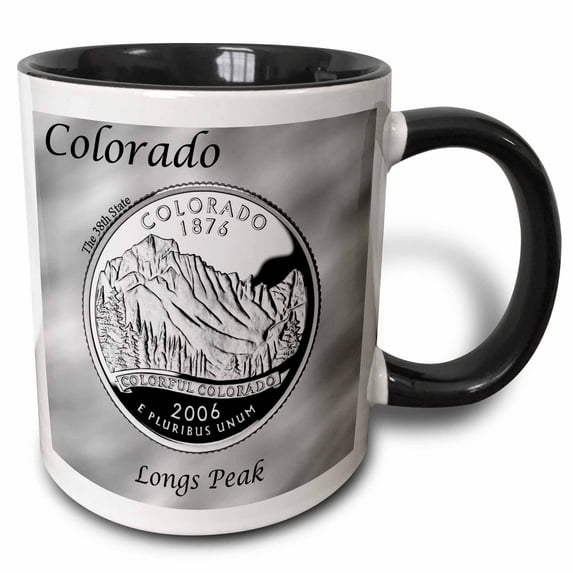 3drose, State Quarter Colorado, 15oz Two-tone Black Mug