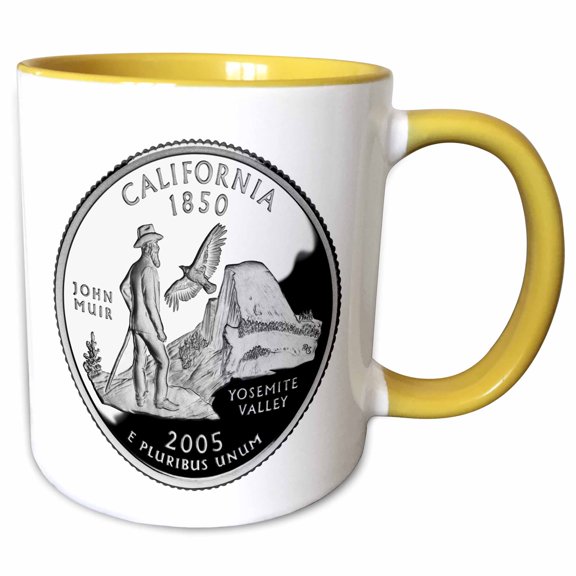 3drose, State Quarter of California (pd-us), 11oz Two-tone Yellow Mug