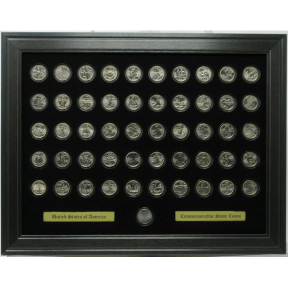 State Quarters Series 1 Coins (Not Included) Wall Display Picture Frame Holds 51 Coins Made in the USA