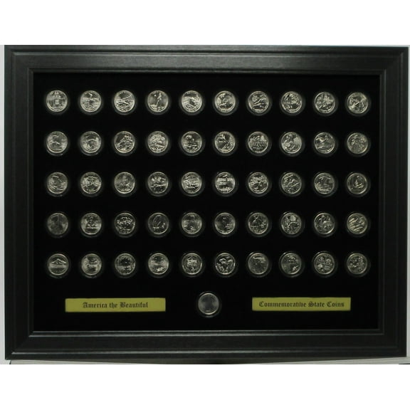 State Quarters Series 2 Coins (Not Included) Wall Display Picture Frame Holds 51 Coins Made in the USA