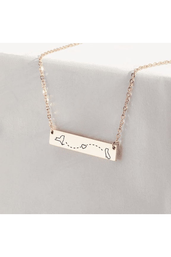 State Relationship Necklace Gift for Best Friend - Long Distance Necklace Personalized - Custom State Necklace - Birthday Gifts for Her