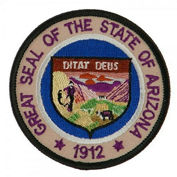 State Seal Patch Round 3" Diameter, Embroidered Iron On or Sew On Seal Patch Flag Emblem (Arizona State Seal)