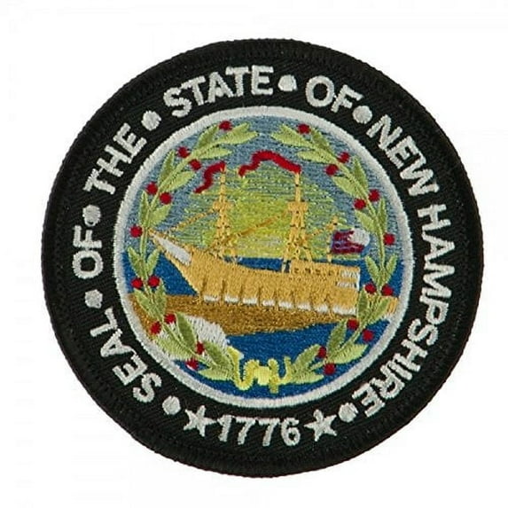 State Seal Patch Round 3" Diameter, Embroidered Iron On or Sew On Seal Patch Flag Emblem (New Hampshire)