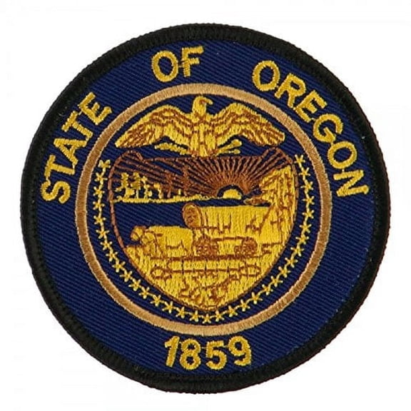 State Seal Patch Round 3" Diameter, Embroidered Iron On or Sew On Seal Patch Flag Emblem (Oregon State Seal)