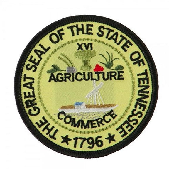 State Seal Patch Round 3" Diameter, Embroidered Iron On or Sew On Seal Patch Flag Emblem (Tennessee State Seal)