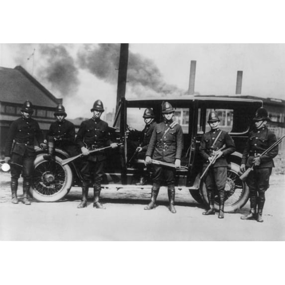 State Troopers With Riot Guns Await Duty At Farrell History (24 x 18)