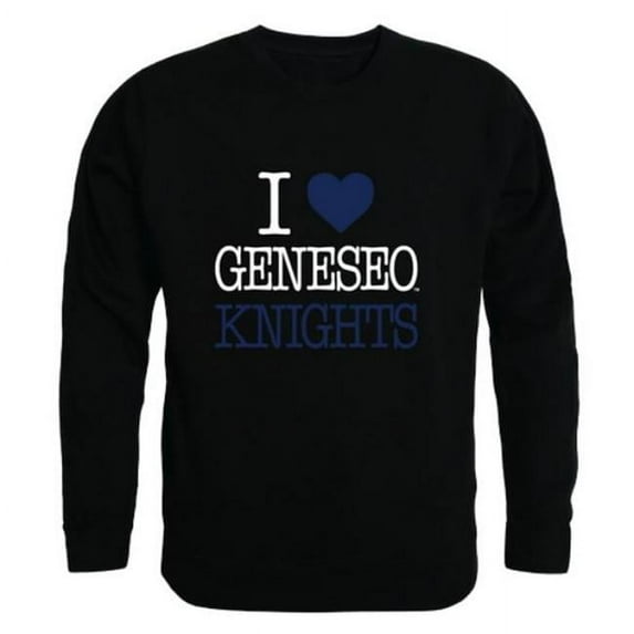 State University of New York at Geneseo Knights I Love Crewneck Sweatshirt, Black - Large