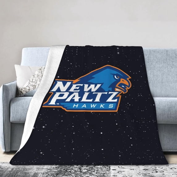 State University of New York at New Paltz Logo Fleece Blanket, Very Soft Microfiber Flannel Blanket for Couch Warm and Cozy for All Seasons