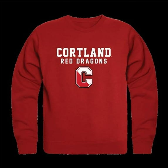 State University of York at Potsdam Cortland Red Dragons Seal Crewneck Sweatshirt, Red - Medium