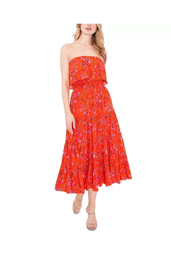 State Women's Strapless Ruffle Maxi Dress Women's Swimsuit Size Large L