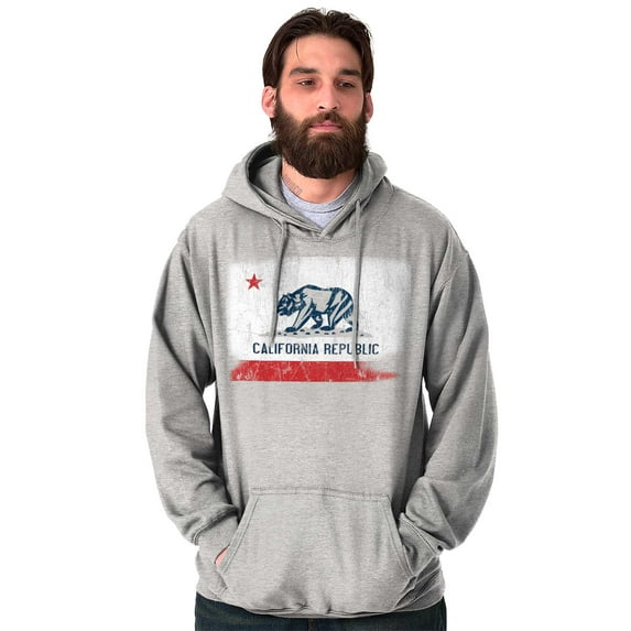 State of California Distressed Flag Hoodie Sweatshirt Women Men Brisco Brands S