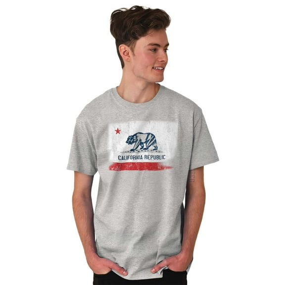 State of California Distressed Flag Men's Graphic T Shirt Tees Brisco Brands X