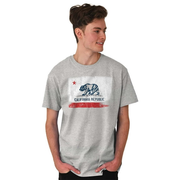 State of California Distressed Flag Men's Graphic T Shirt Tees Brisco Brands X