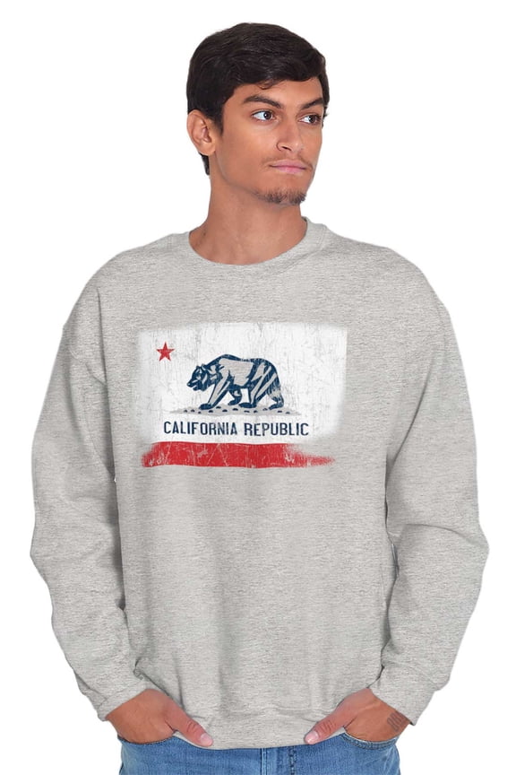 State of California Distressed Flag Unisex Plus Fleece Graphic Sweatshirt Brisco Brands 5X